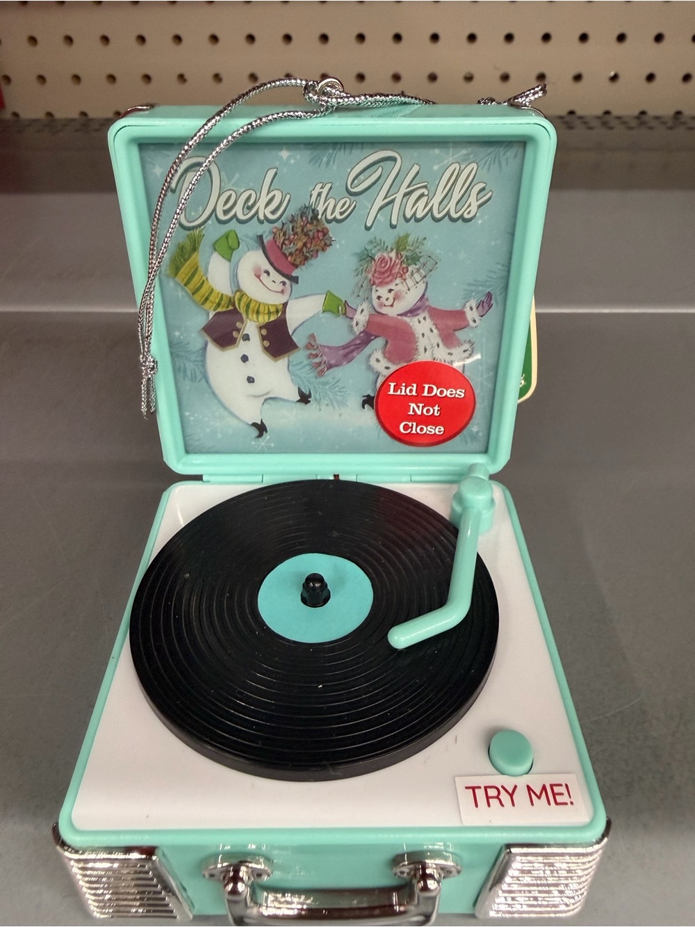 Mr. Christmas Retro Vinyl Record
Player Musical Ornament Teal collectible